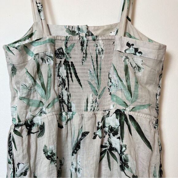 Banana Republic Maxie Dress | Ramie | Button Front | Khaki Floral | Medium - Picture 8 of 12